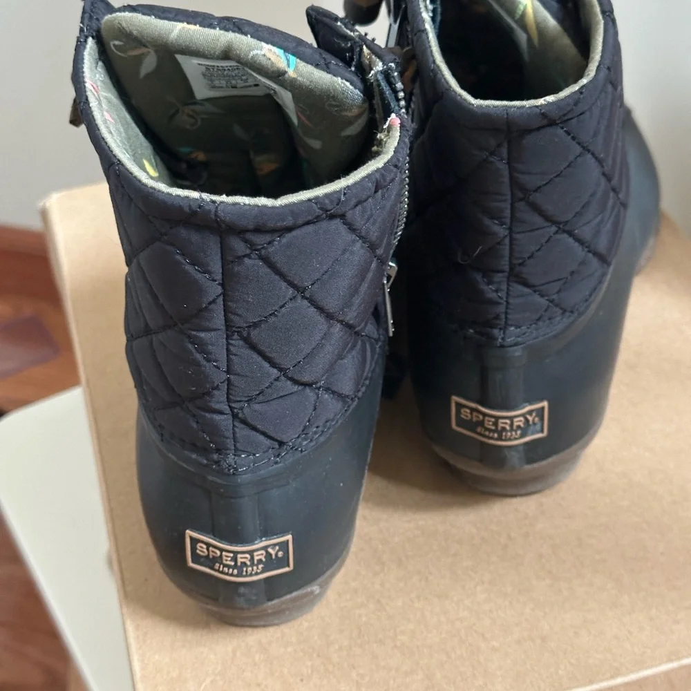 Sperry Black Lace Up Boots with Sturdy Rubber Sole - Picture 3 of 5